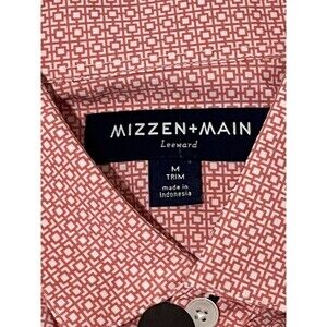 NWOT Mizzen Main Leeward Shirt Mens M Red Geometric Performance Short Sleeve